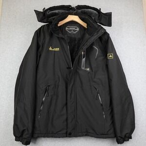 MOERDENG Men's Black Fleece Lined Winter Jacket Hoodie Medium Ski Snow